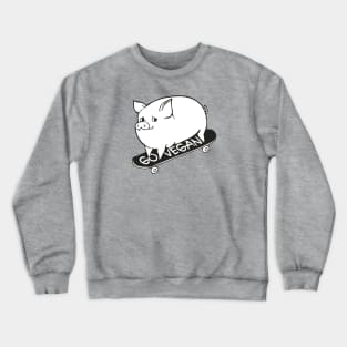 Skateboarding Vegan Pig Crewneck Sweatshirt